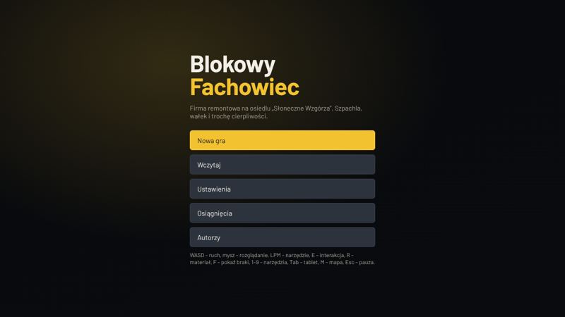 Blokowy Fachowiec: menu główne gry
